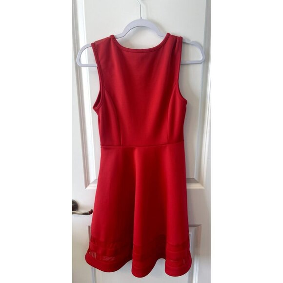 Lulus Dress Womens S Fit and Flare Mesh Red knee Length Sleeveless Side Zip - Picture 2 of 6
